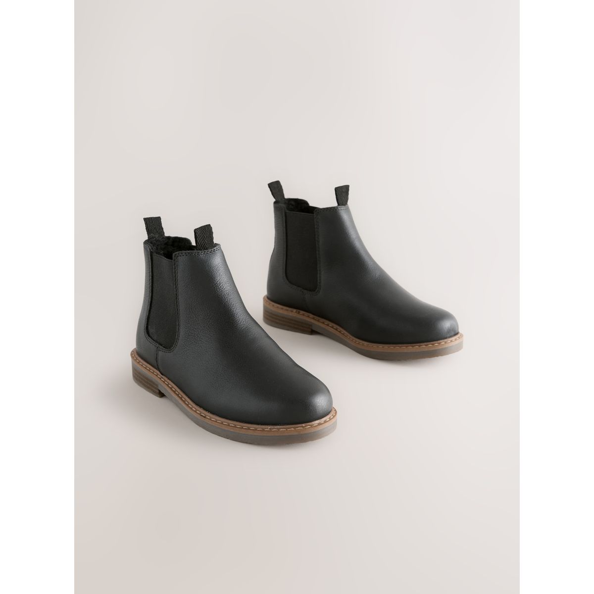 Bottes chelsea en cuir noir, NEXT