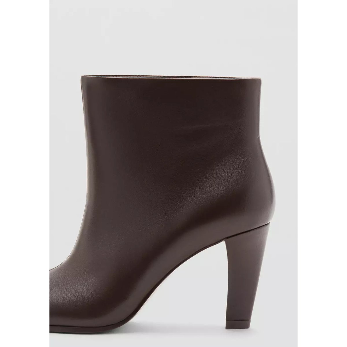 Bottines cuir à talon chocolat, MANGO