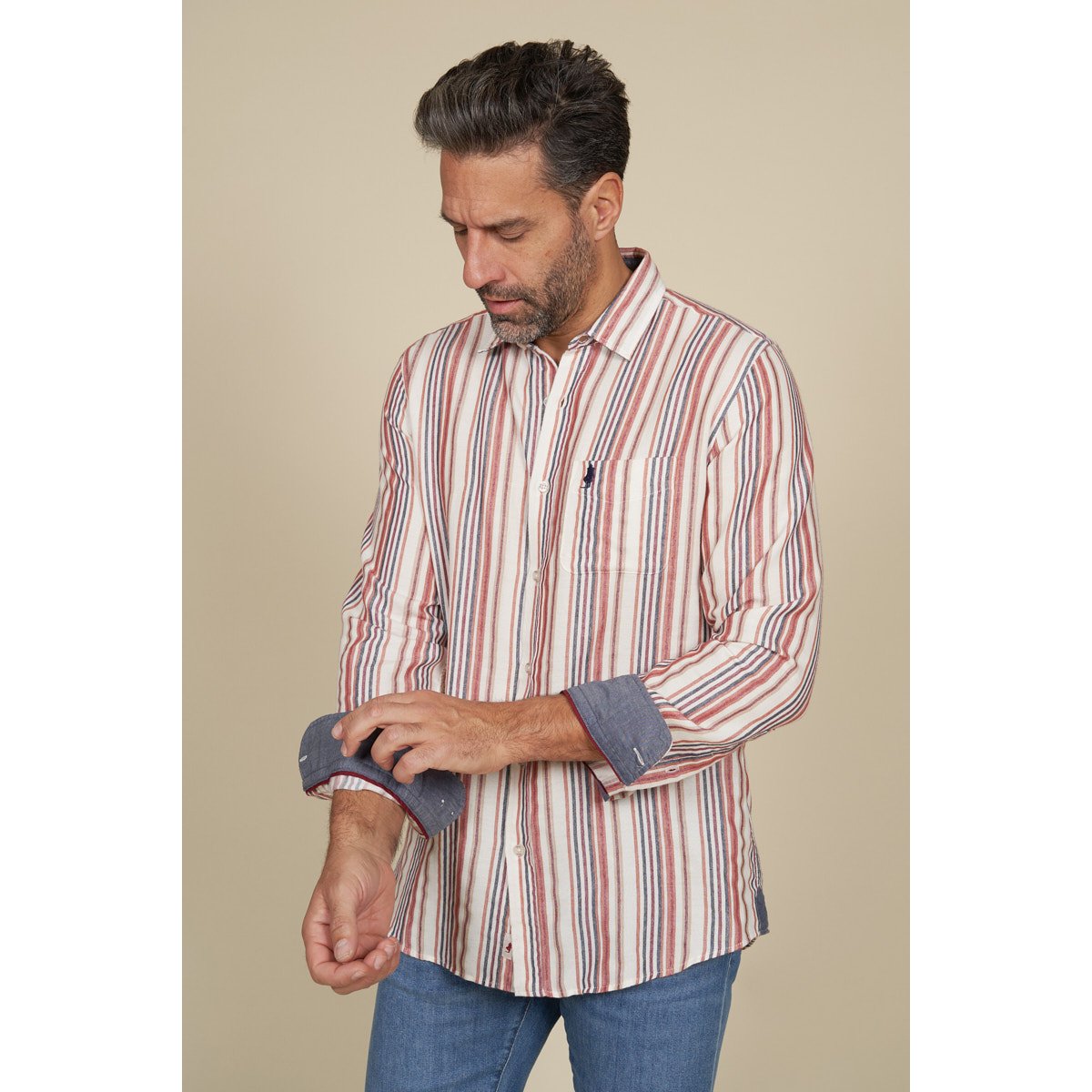 Chemise à rayures fluide vieux rose, MCS