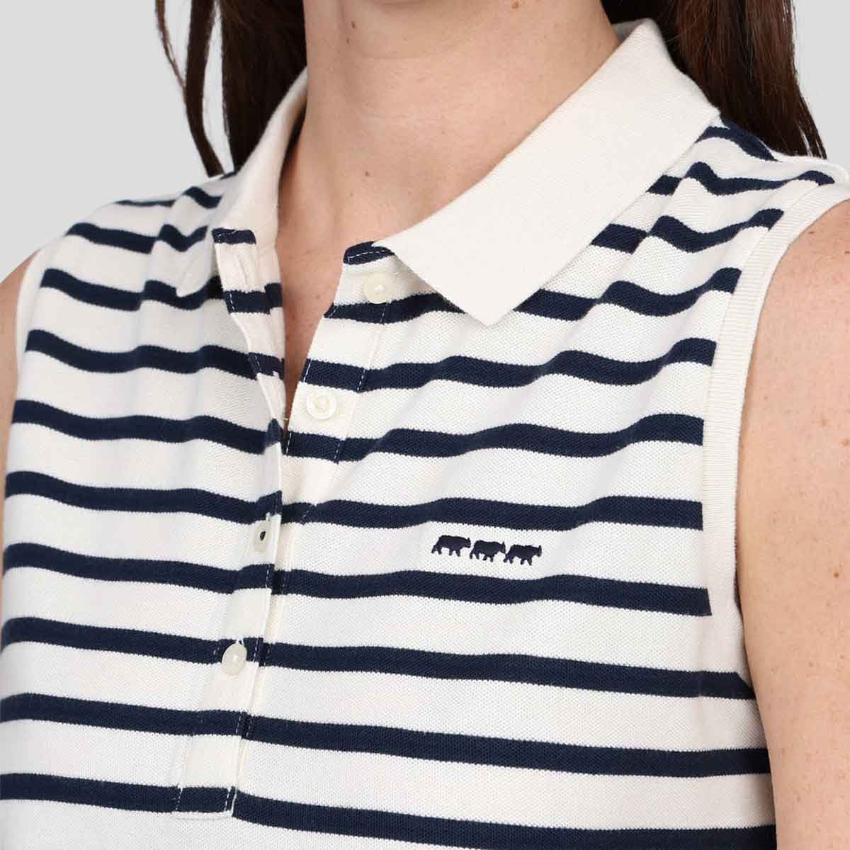Polo sans manches bleu marine, MISE AU GREEN