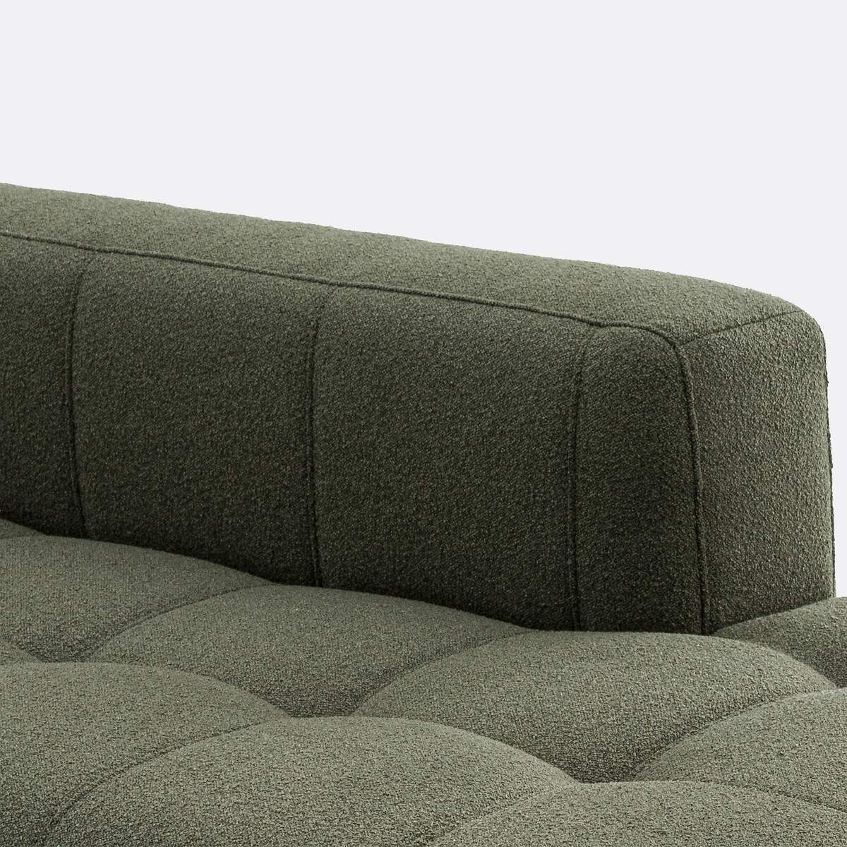 Canapé d'angle gauche convertible, en bouclette fine, FANO vert, LA REDOUTE INTERIEURS