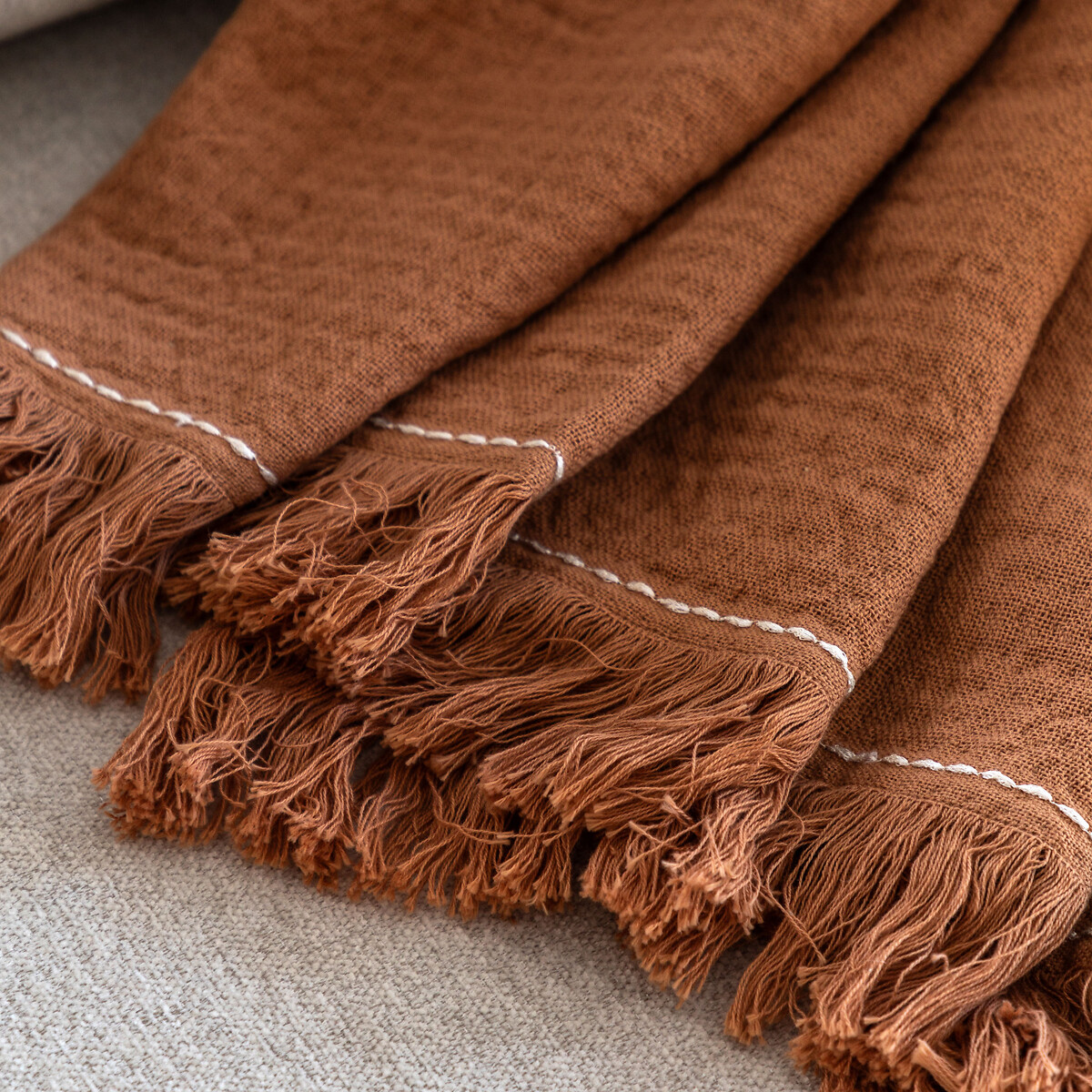 Sylvie Stitched Border Waffle Throw apricot, SO'HOME