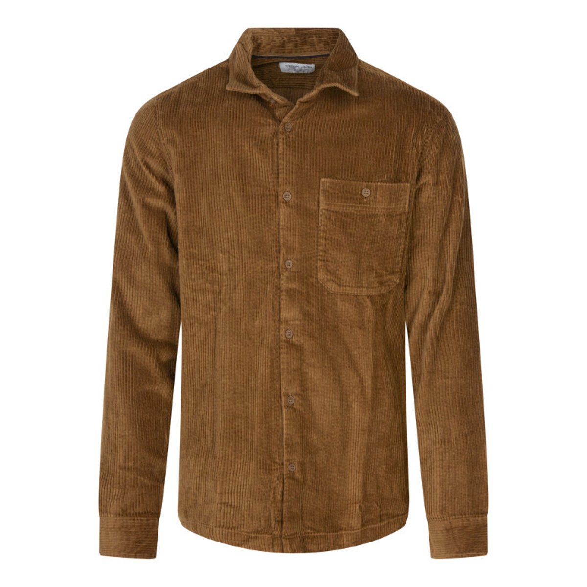 Chemise en coton camel unie coupe regular fit avec un col à revers camel, TEDDY SMITH