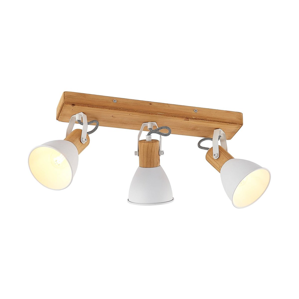 Spot en bois scandinave, Merela bois clair, blanc, LINDBY