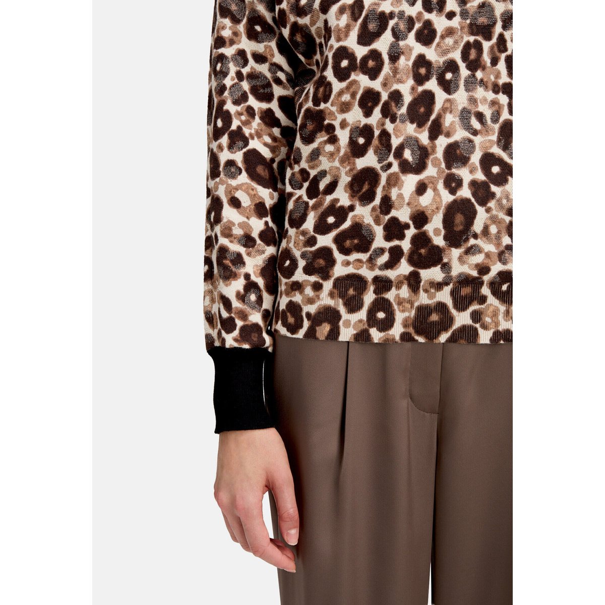 Pull-over en maille à motif jacquard taupe/beige, BETTY BARCLAY