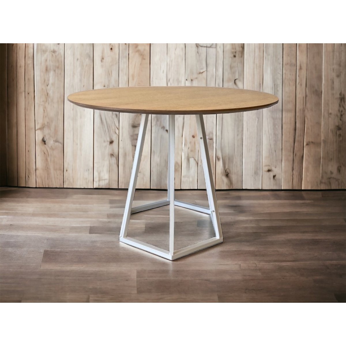 Table à manger ronde en bois et pieds en acier - HEXAGONE blanc, MATHI DESIGN