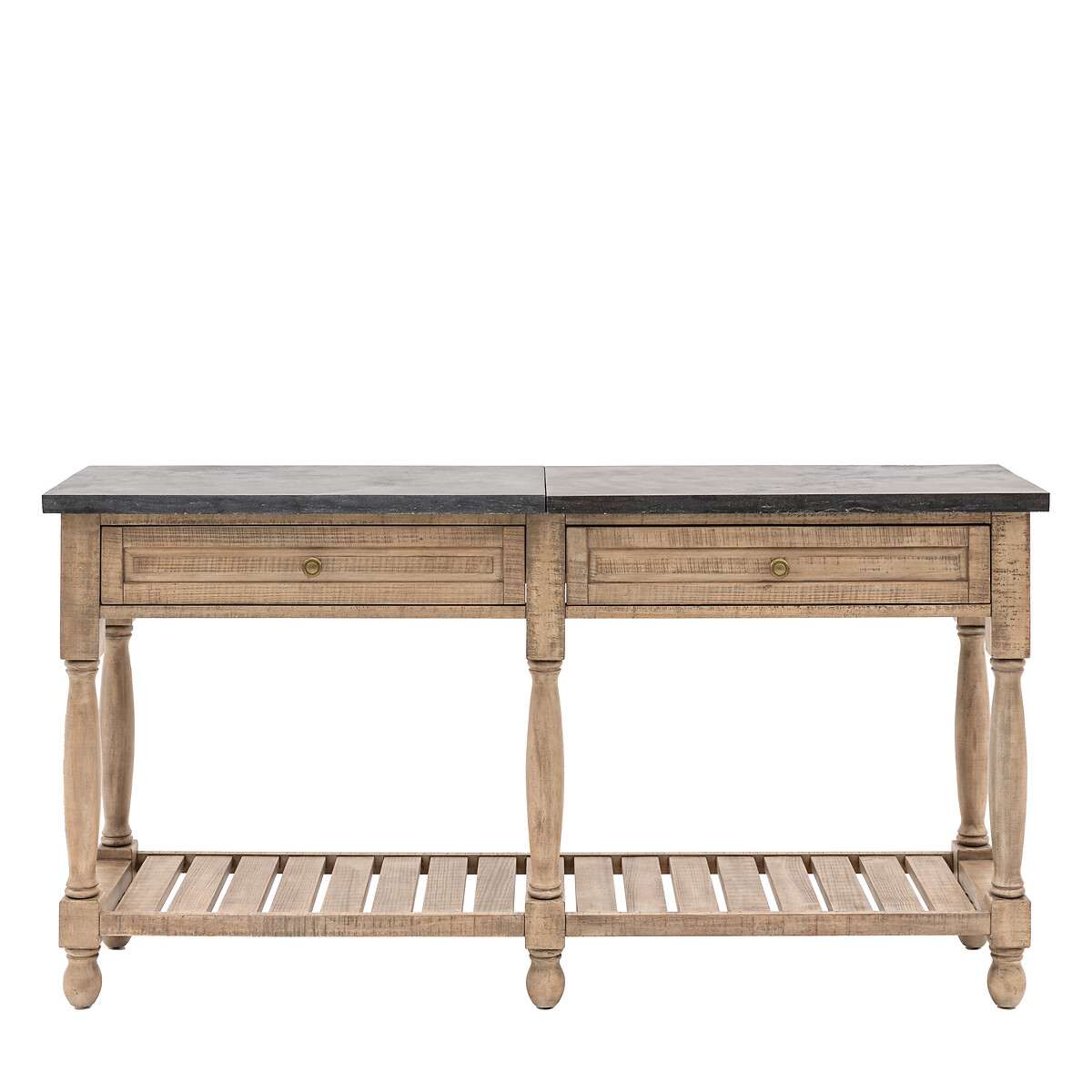 Vinton Marble and American Pine 2 Drawer Console Table natural, ÉDITÉ