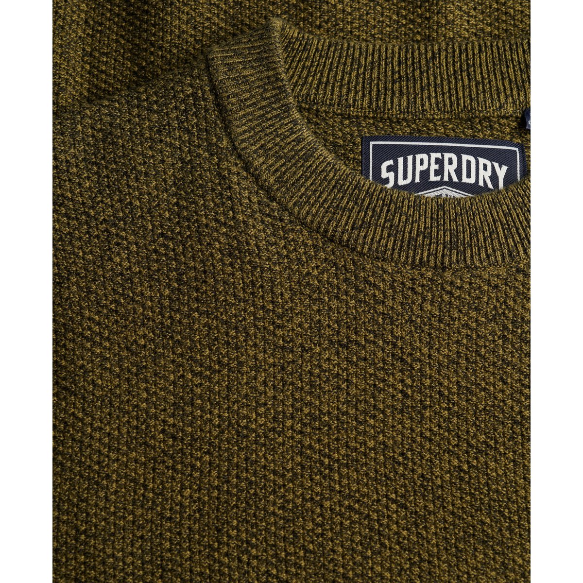 Pull Texture Knit Coupe Décontractée olive/noir, SUPERDRY