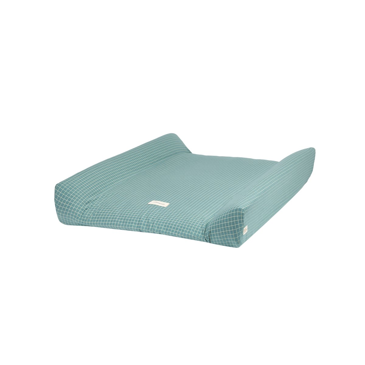 Matelas à langer imperméable & housse en jersey de coton bio STORIES Édition limitée petits carreaux bleu canard / crème, NOBODINOZ