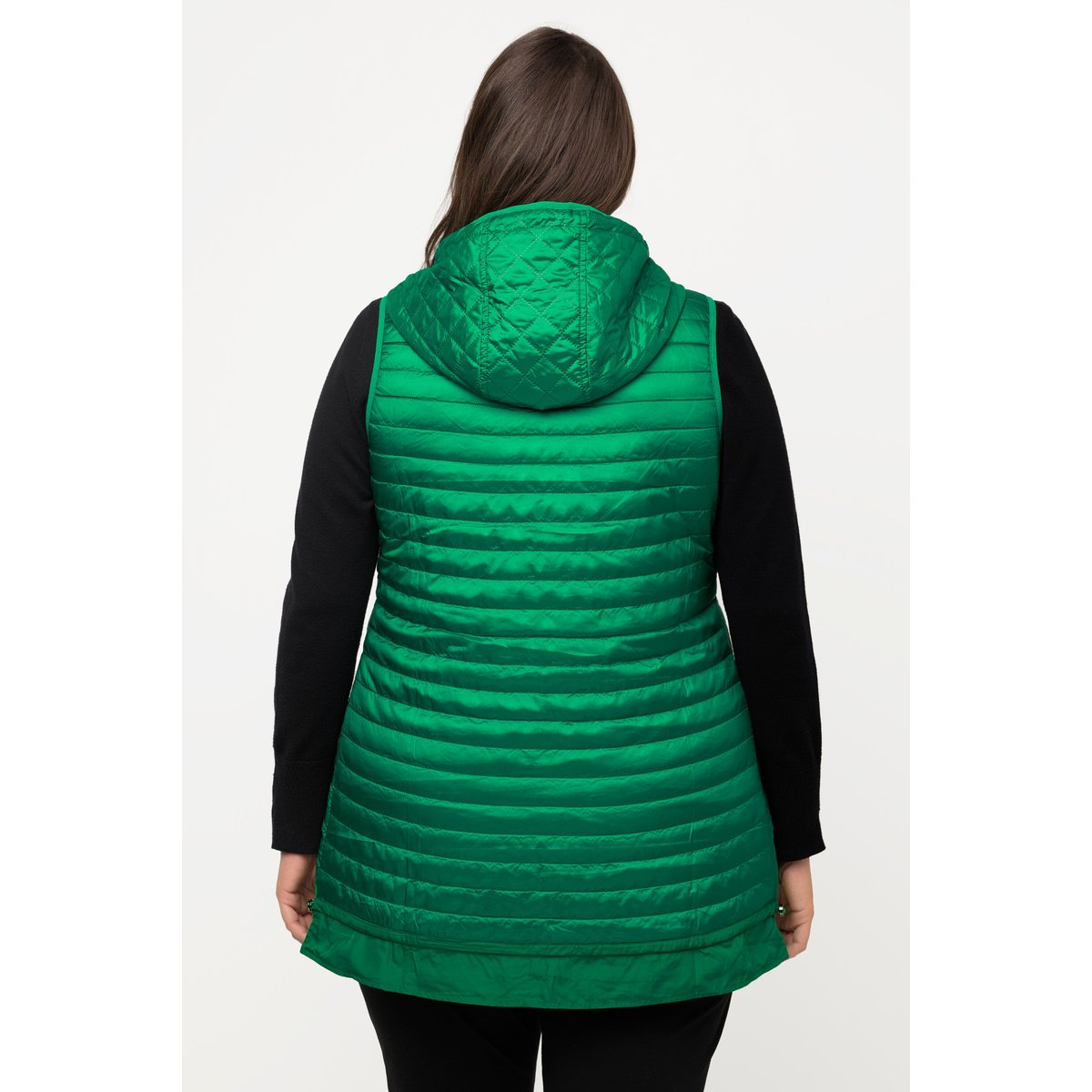 Gilet matelassé, cordon coulissant, capuche vert émeraude, ULLA POPKEN