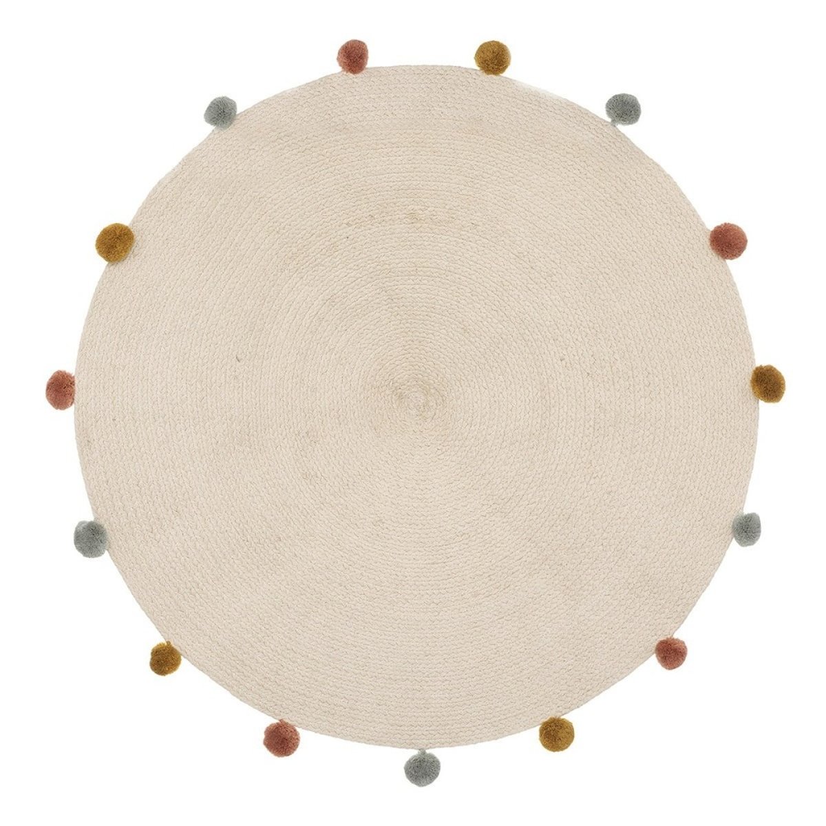 Tapis Arlequin pompons D90 beige, ATMOSPHERA