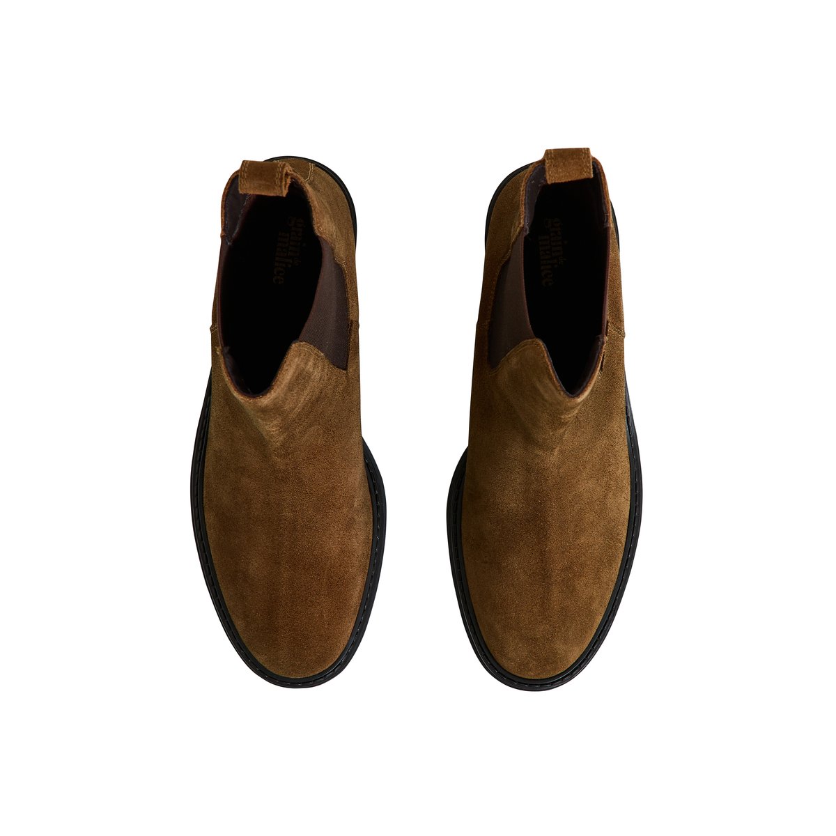 Bottines en croûte de cuir marron, GRAIN DE MALICE