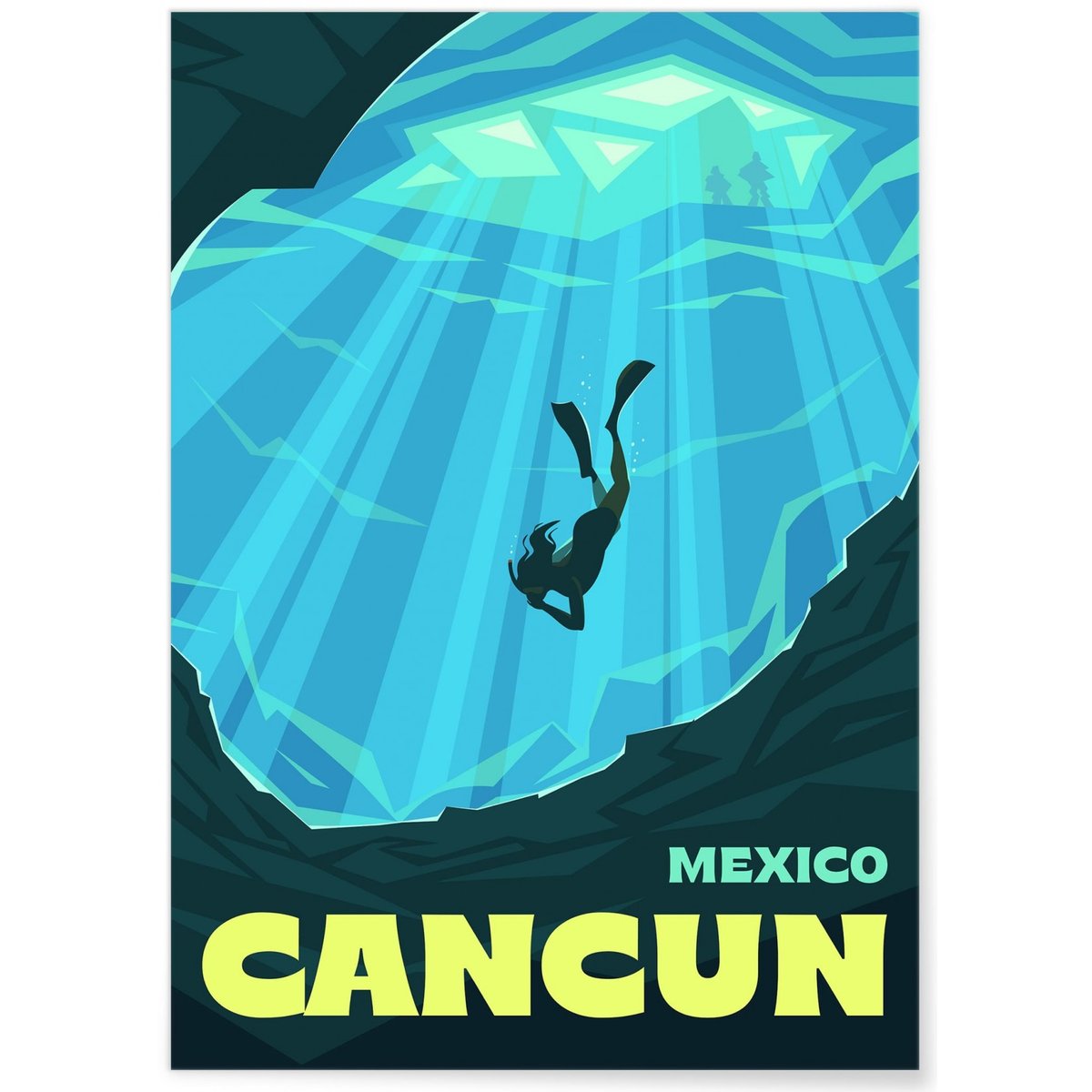 Affiche ville Cancún blanc, L'AFFICHERIE