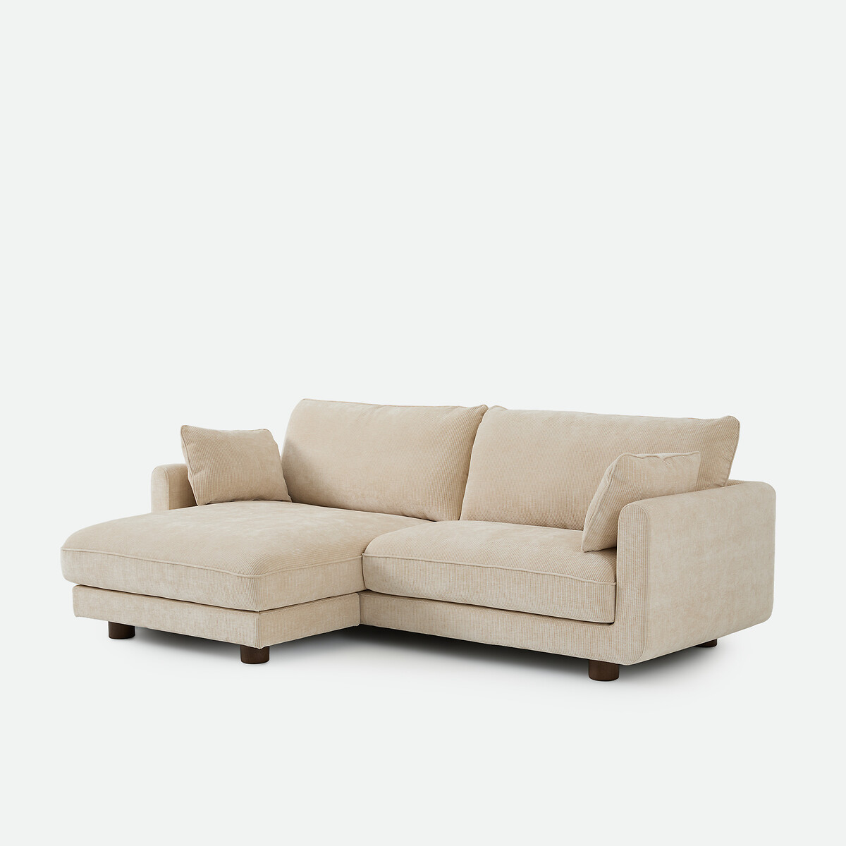 Divano letto angolare a 3 posti in velluto a coste goffrato, EMILIO beige, LA REDOUTE INTERIEURS