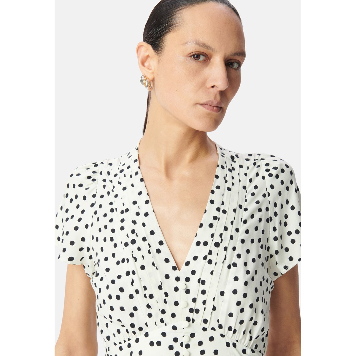 Robe courte imprimé pois blanc cassé, IKKS