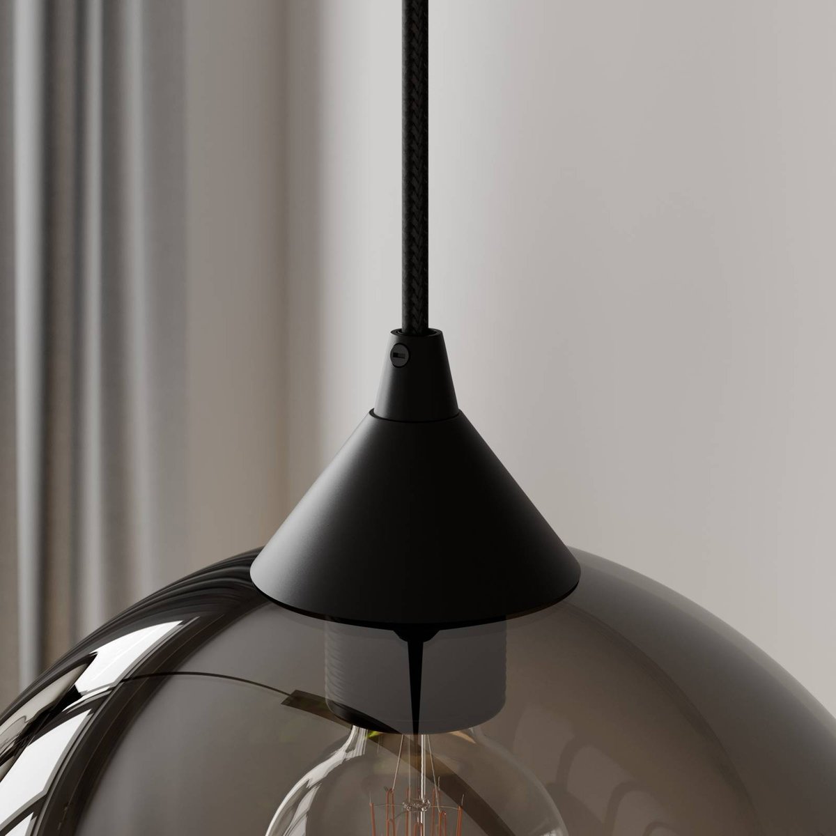 Suspension en métal moderne, Marla gris fumé, LINDBY