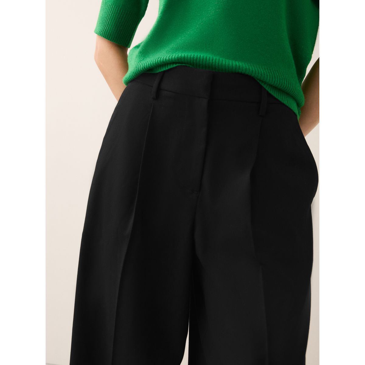 Pantalon large ajusté noir, NEXT