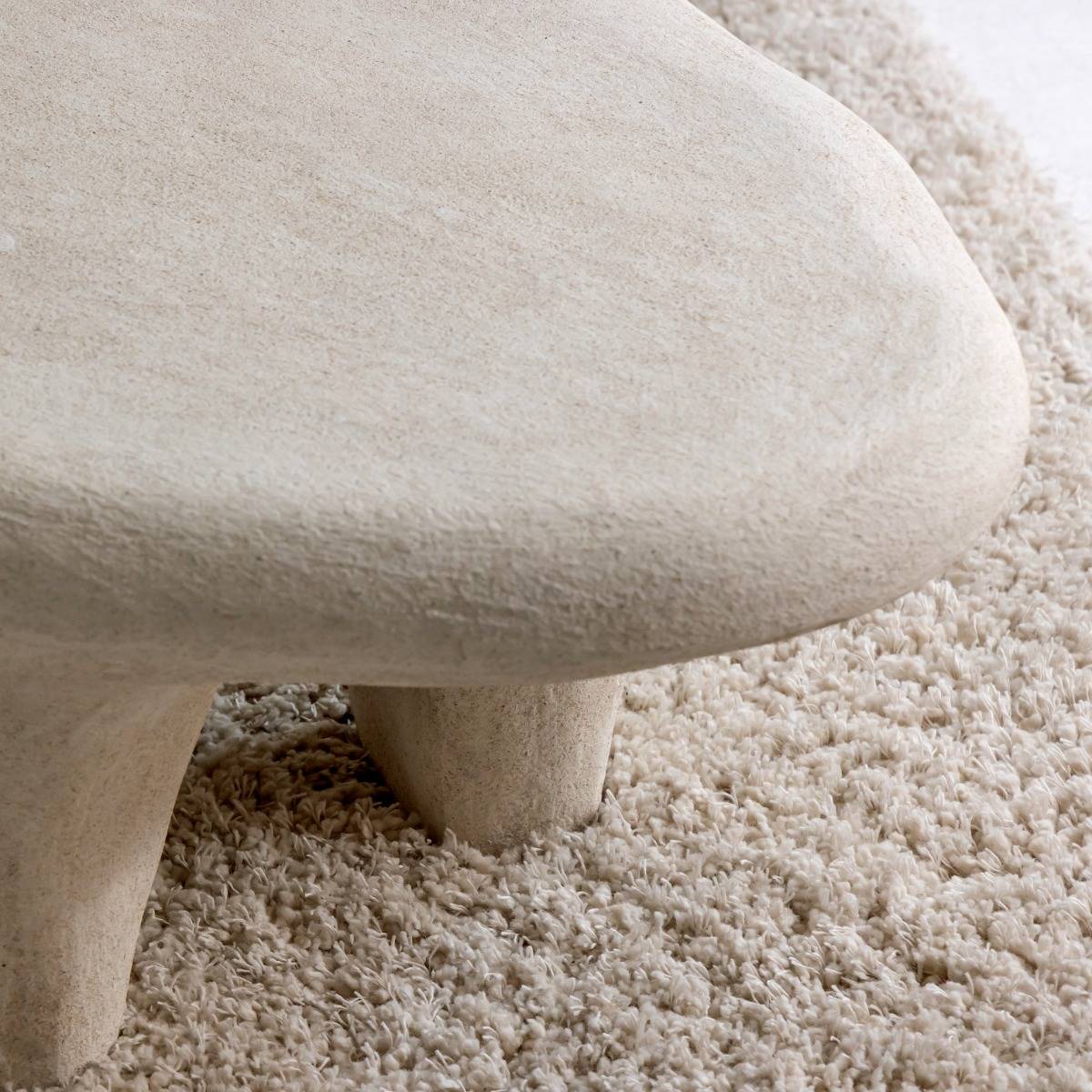 Table basse en bois effet béton ovale DANAÉ blanc, MADE IN MEUBLES
