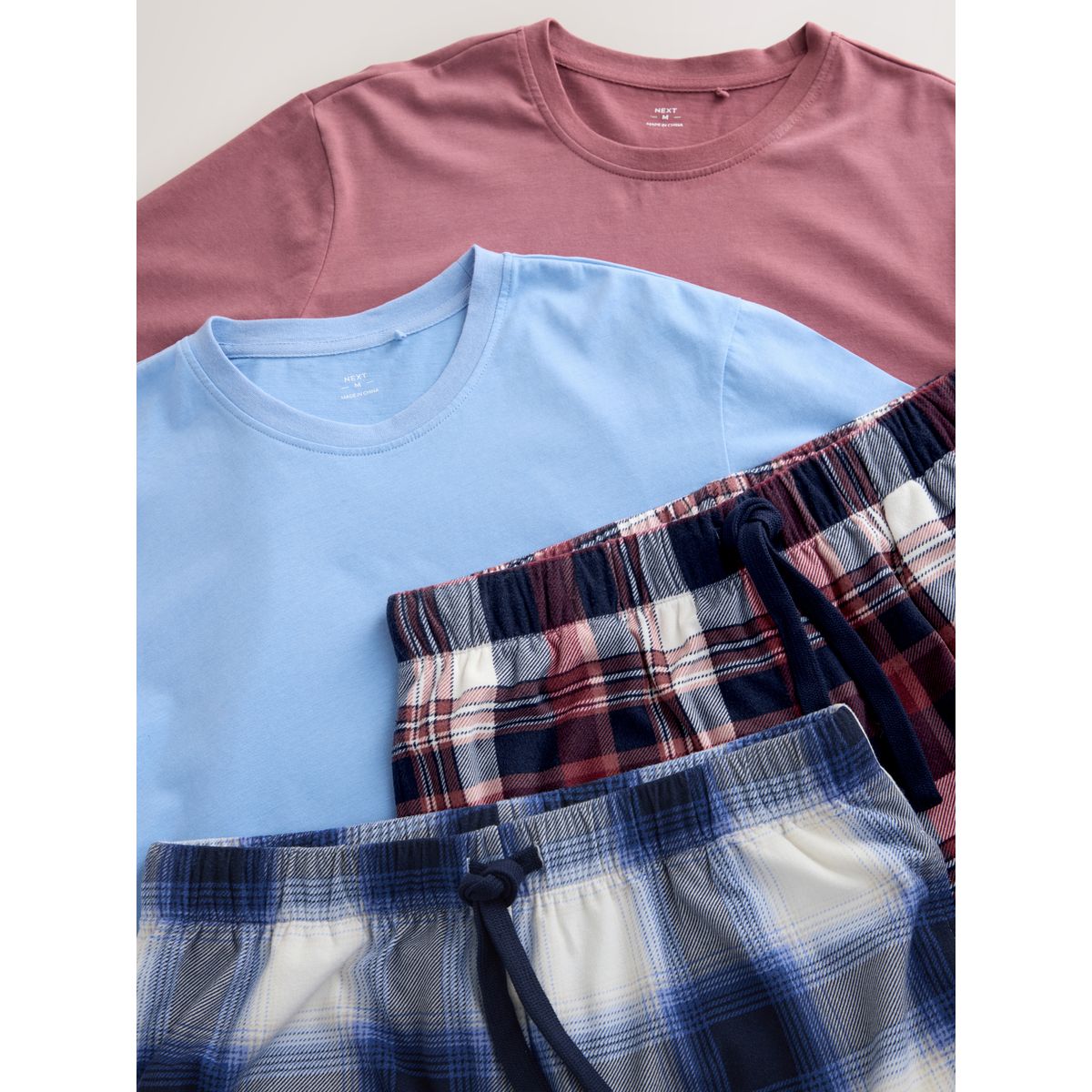 Pyjama manches courtes confortable, lot de 2 bleu/ mauve violet, NEXT