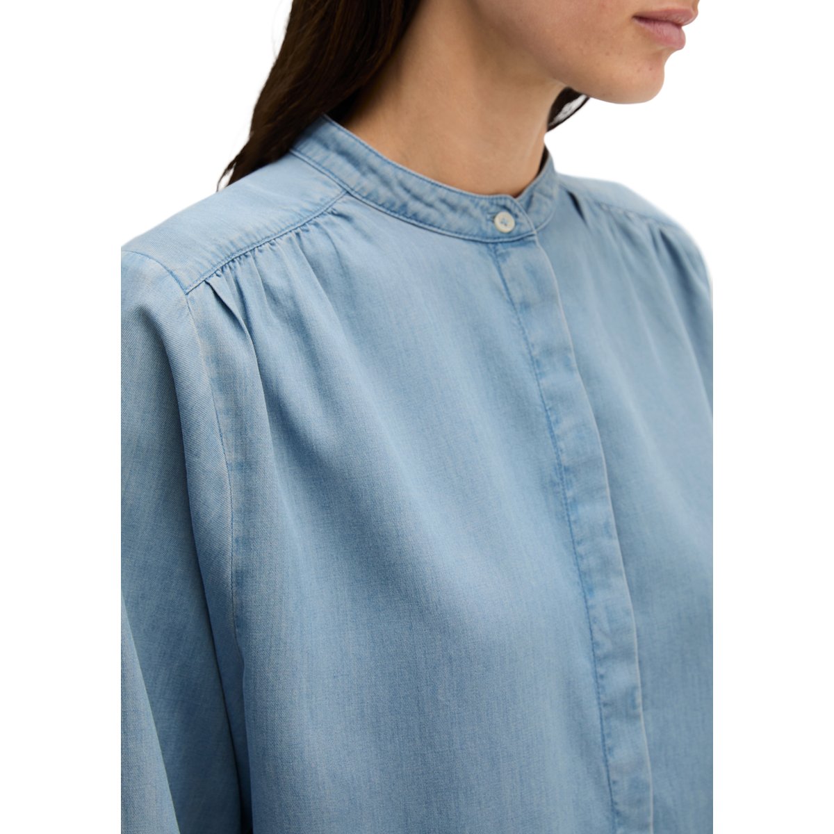 Blouse en jean loose en lin mélangé bleu clair, MARC O'POLO
