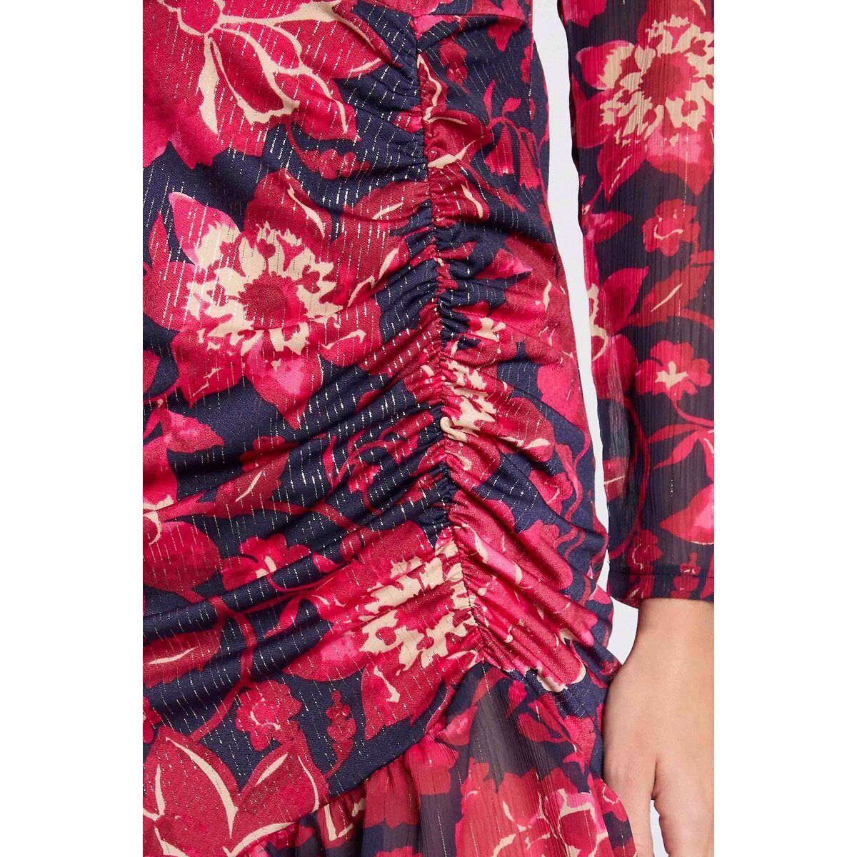 Robe courte ajustée imprimée imprimé floral, MORGAN