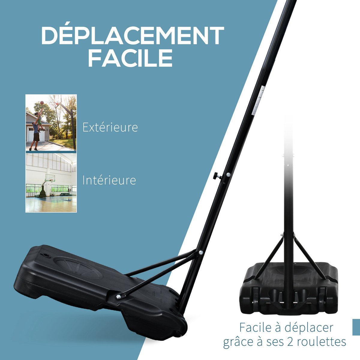 Panier de Basket-Ball sur pied blanc, HOMCOM