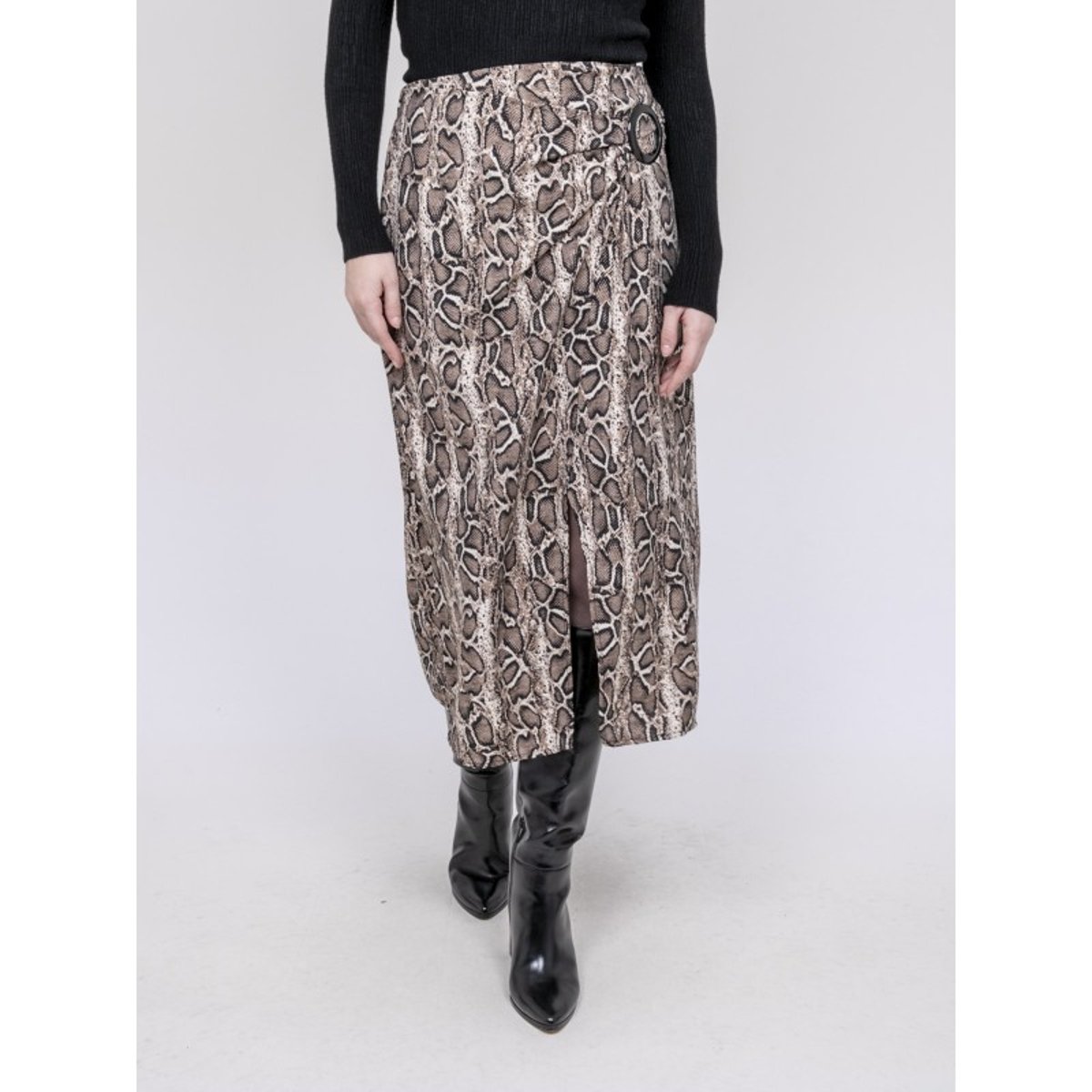 Jupe Mi-longue Imprimé Python Xavia beige, DONA LISA