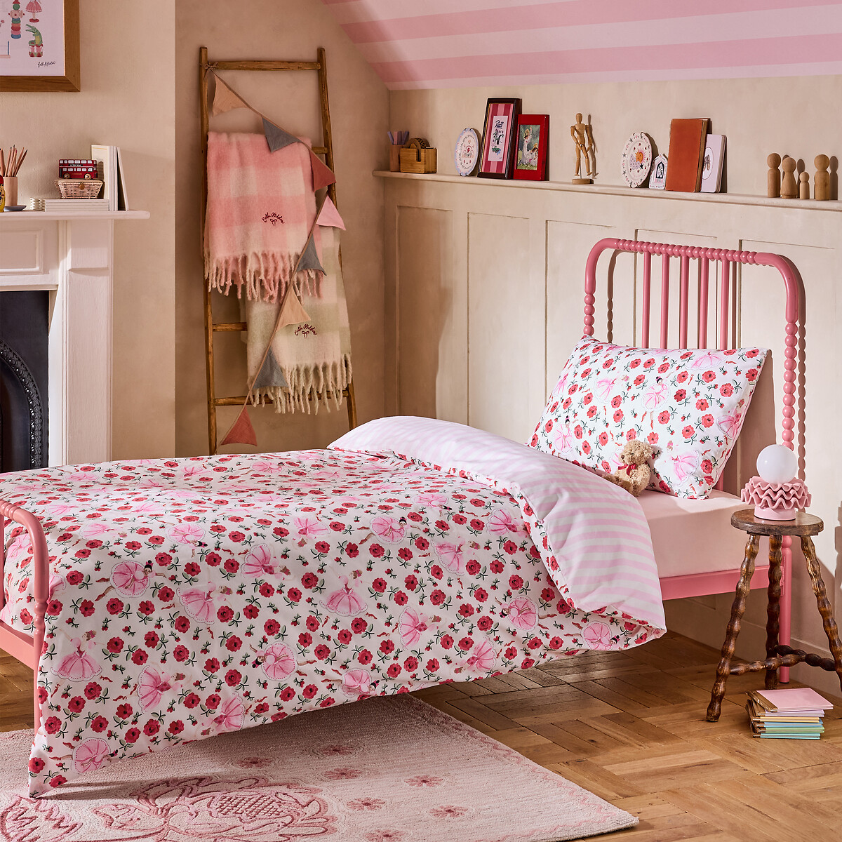 Life Is A Stage Ballerina Floral Reversible Duvet Cover and Pillowcase Set pink, CATH KIDSTON