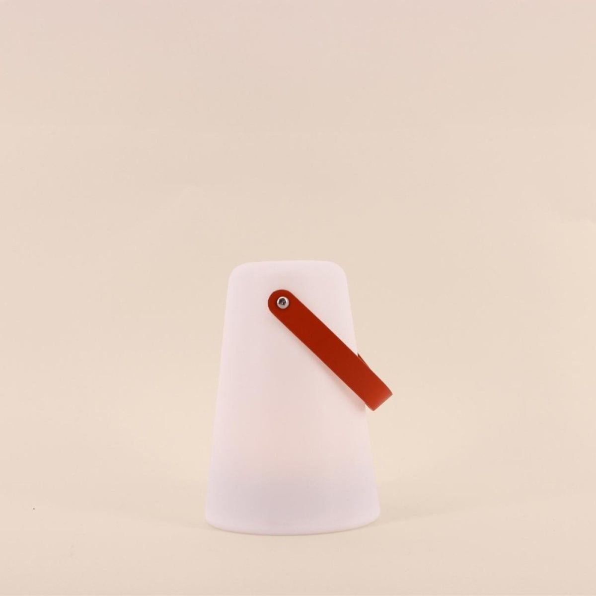 Lanterne led anse effet cuir à piles 20x14cm blanc, ORNAMI