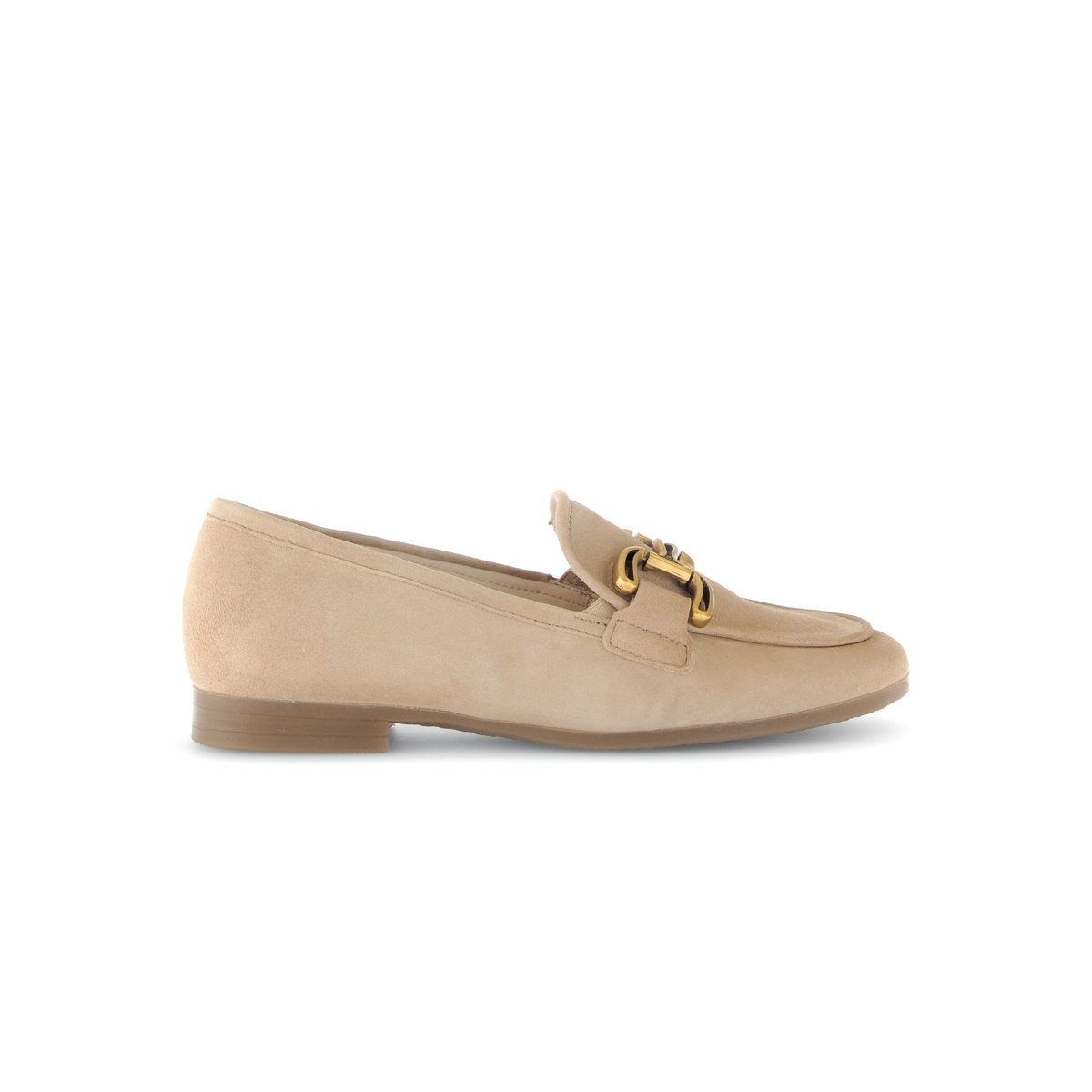 Mocassins en à talon décroché effet galvanisé beige velours, GABOR