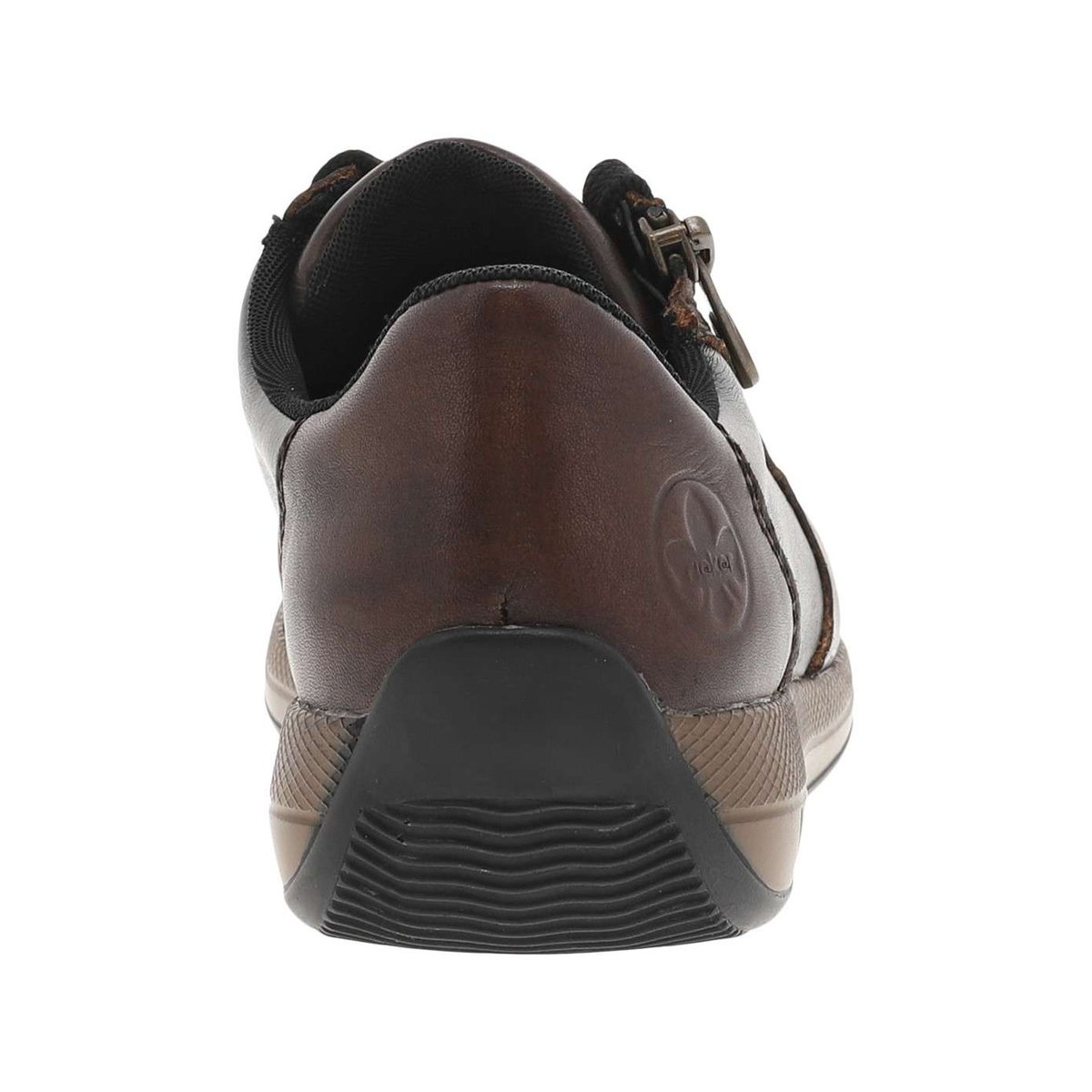 Sneakers kaki à talon plat avec des lacets plats et un zip latéral marron, RIEKER