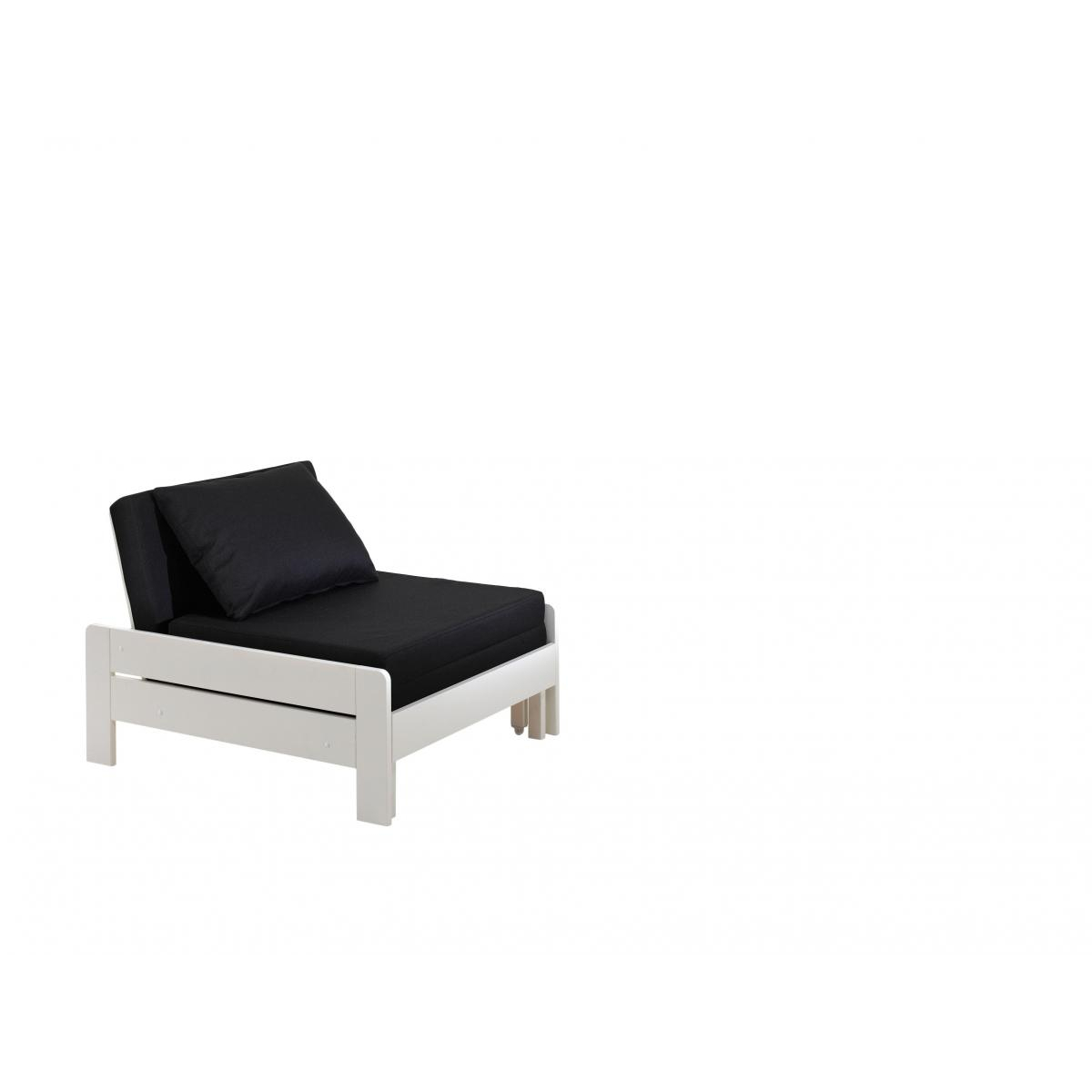 Pino-Combinaison lit Mezzanine Avec Fauteuil Blanc et Un Matelas Basic Cool 10x90x200 couleur unique, VIPACK