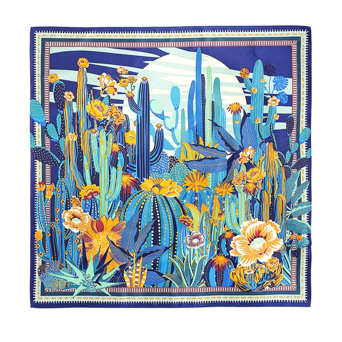 Mini Foulard à motifs CACTUS bleu, WILD