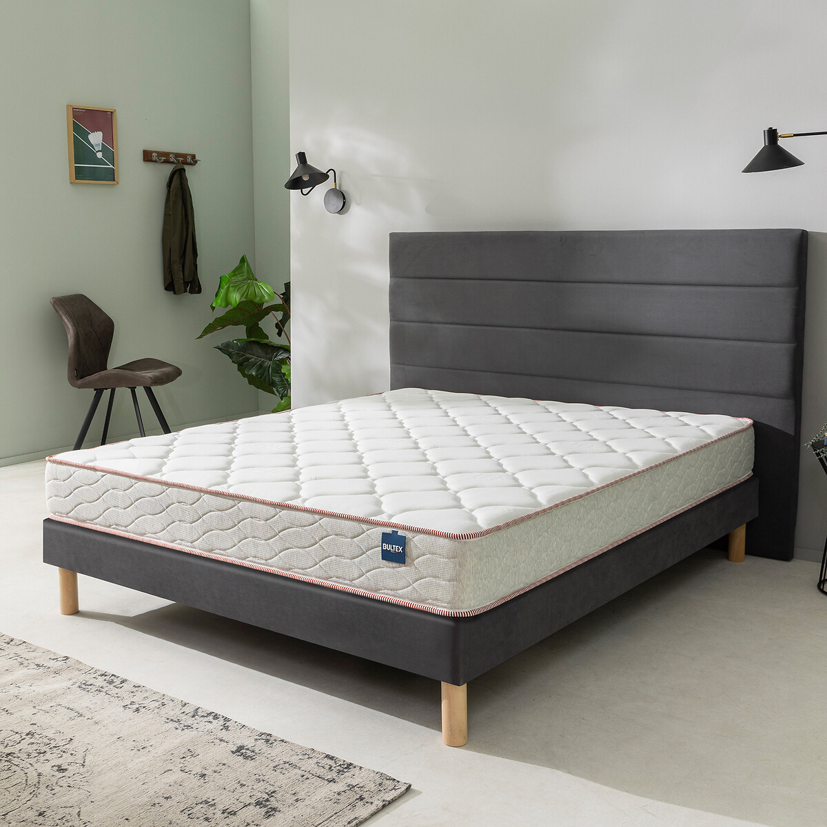 Ensemble matelas Bultex primo Succès et sommier blanc/gris foncé, BULTEX