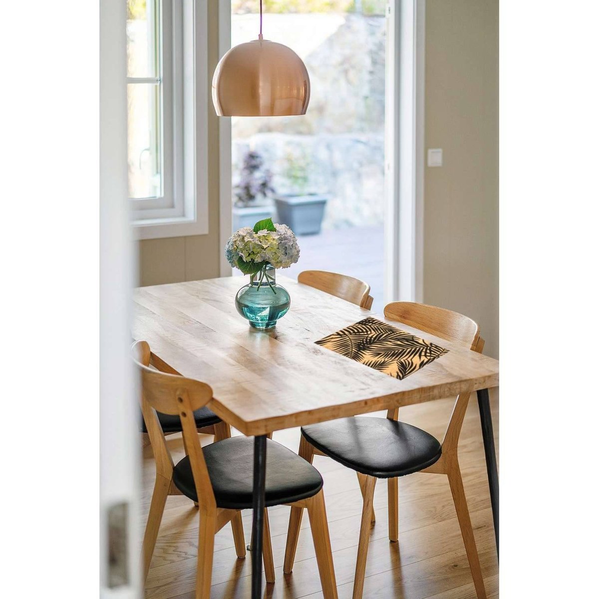 Lot de 6 sets de table rectangulaires PALME beige, TOILINUX
