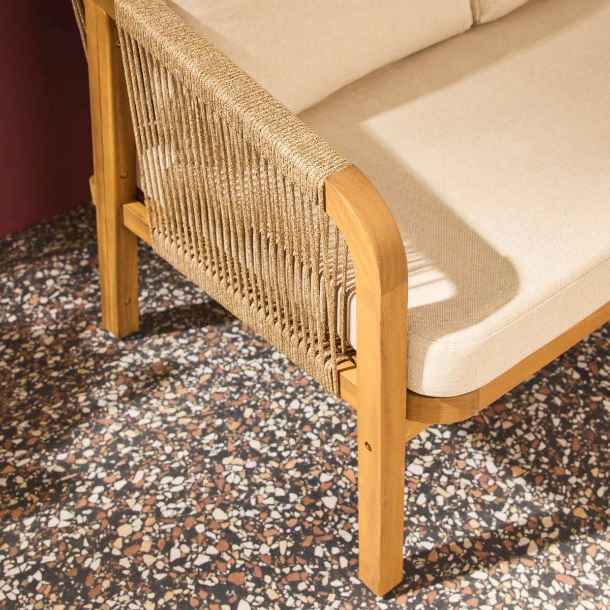 BANQUETTE DE JARDIN EN ACACIA PARANA beige, SWEEEK
