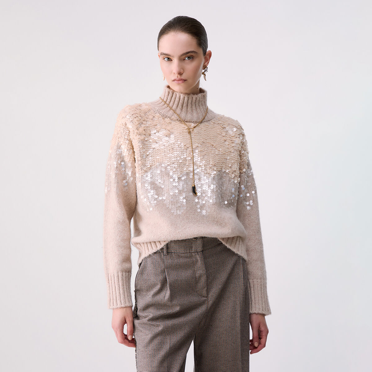 Maille en laine avec paillettes blanc, LIU JO