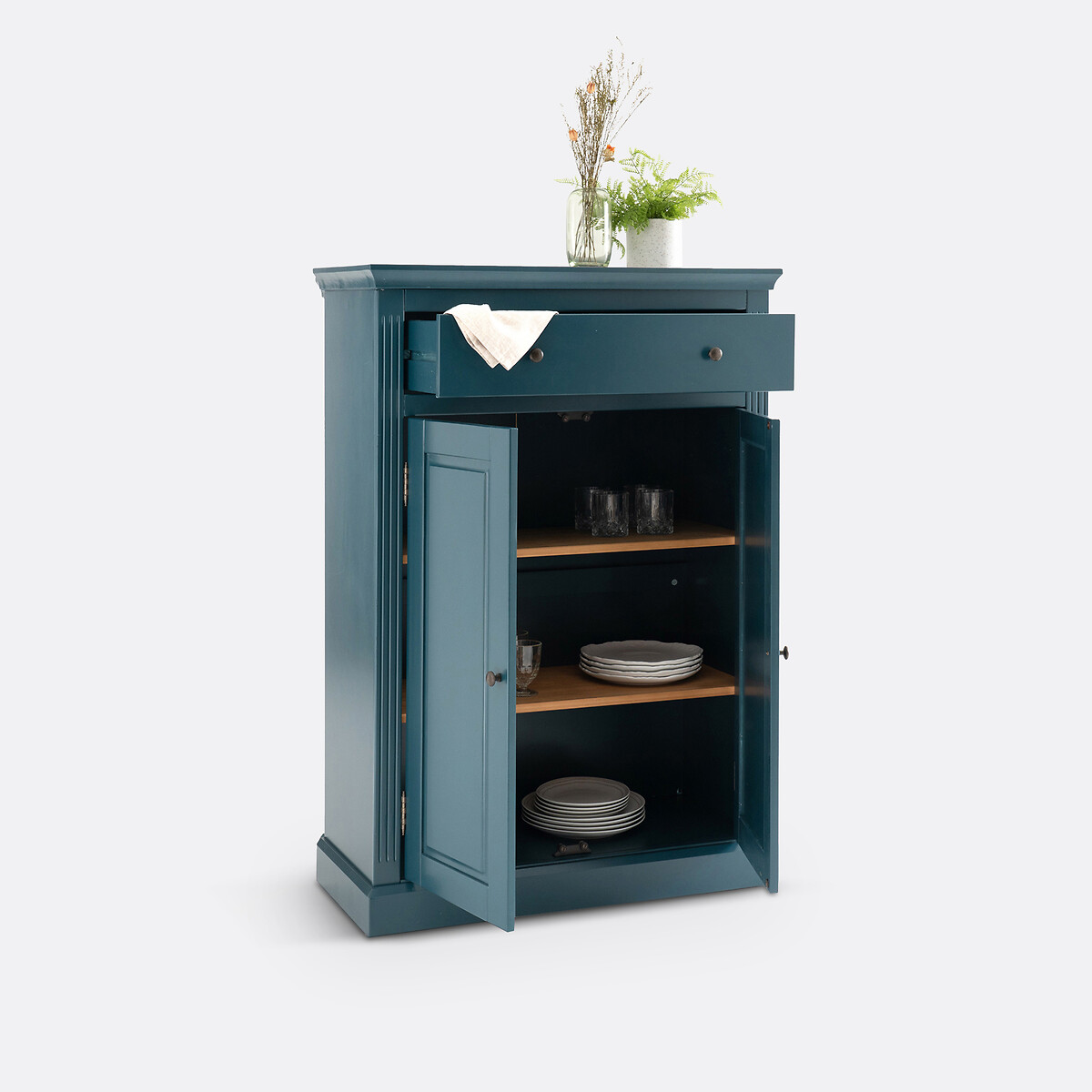 Buffet parisien pin massif et MDF, Poiret bleu de prusse, LA REDOUTE INTERIEURS