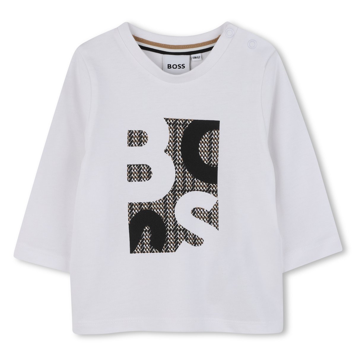 T-shirts à manches longues blanc noir, BOSS KIDSWEAR