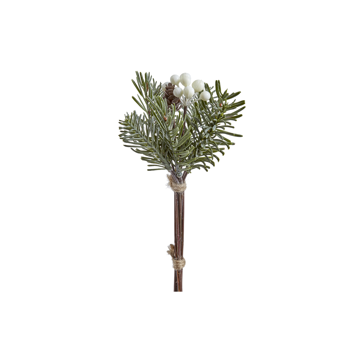 Petit assemblage en pin avec baies artificielles H19 argenté, SIA DECO