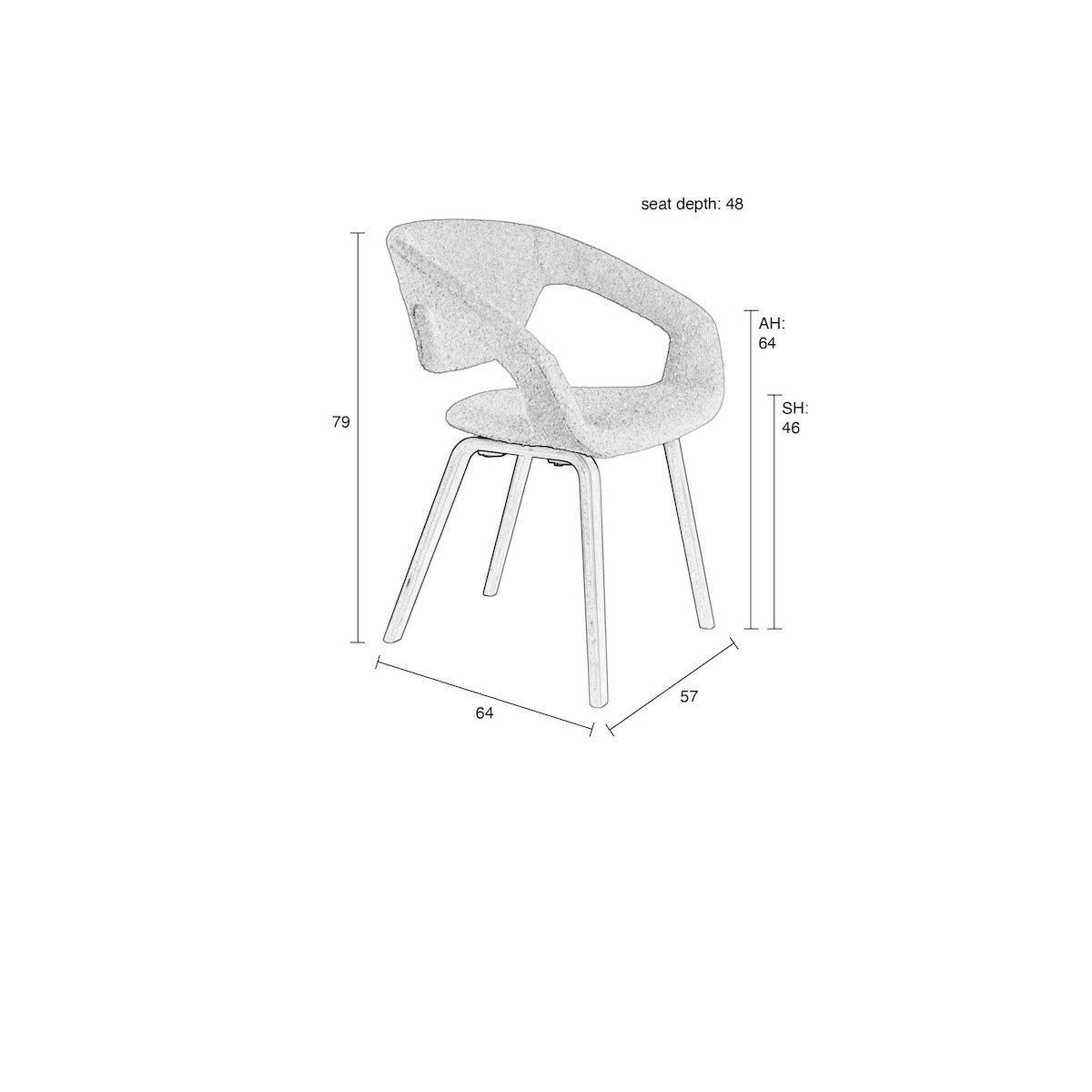 Lot de 2 chaises en tissu bouclé - FLEXBACK blanc, ZUIVER
