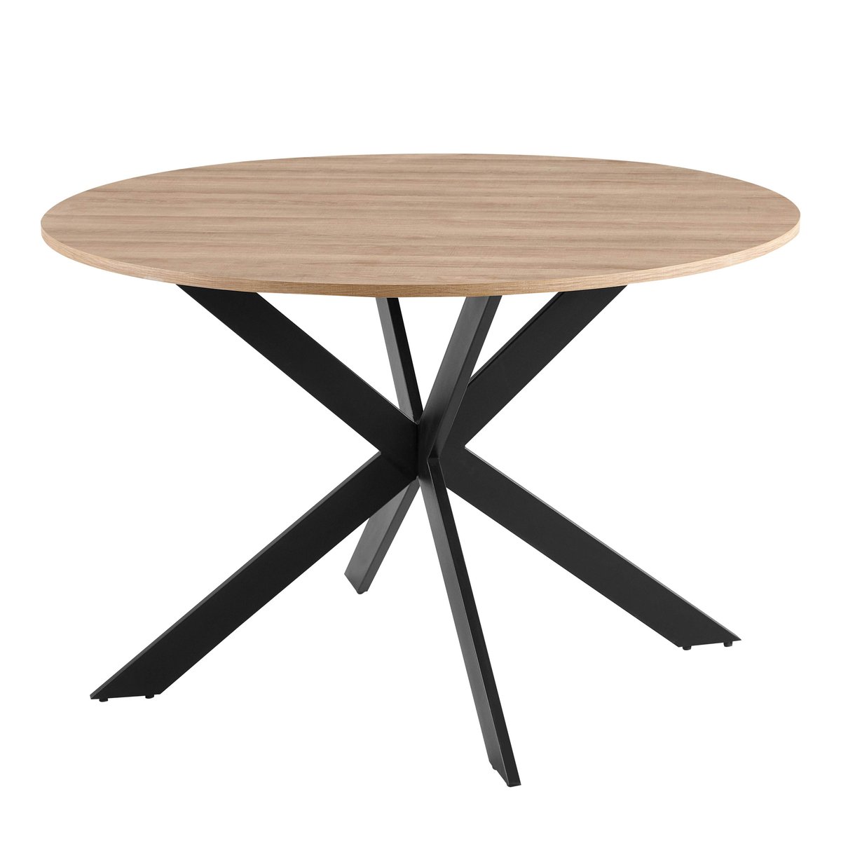 Table à manger ronde 120 cm en feuille de papier MDF, MARCIA marron, OVIALA