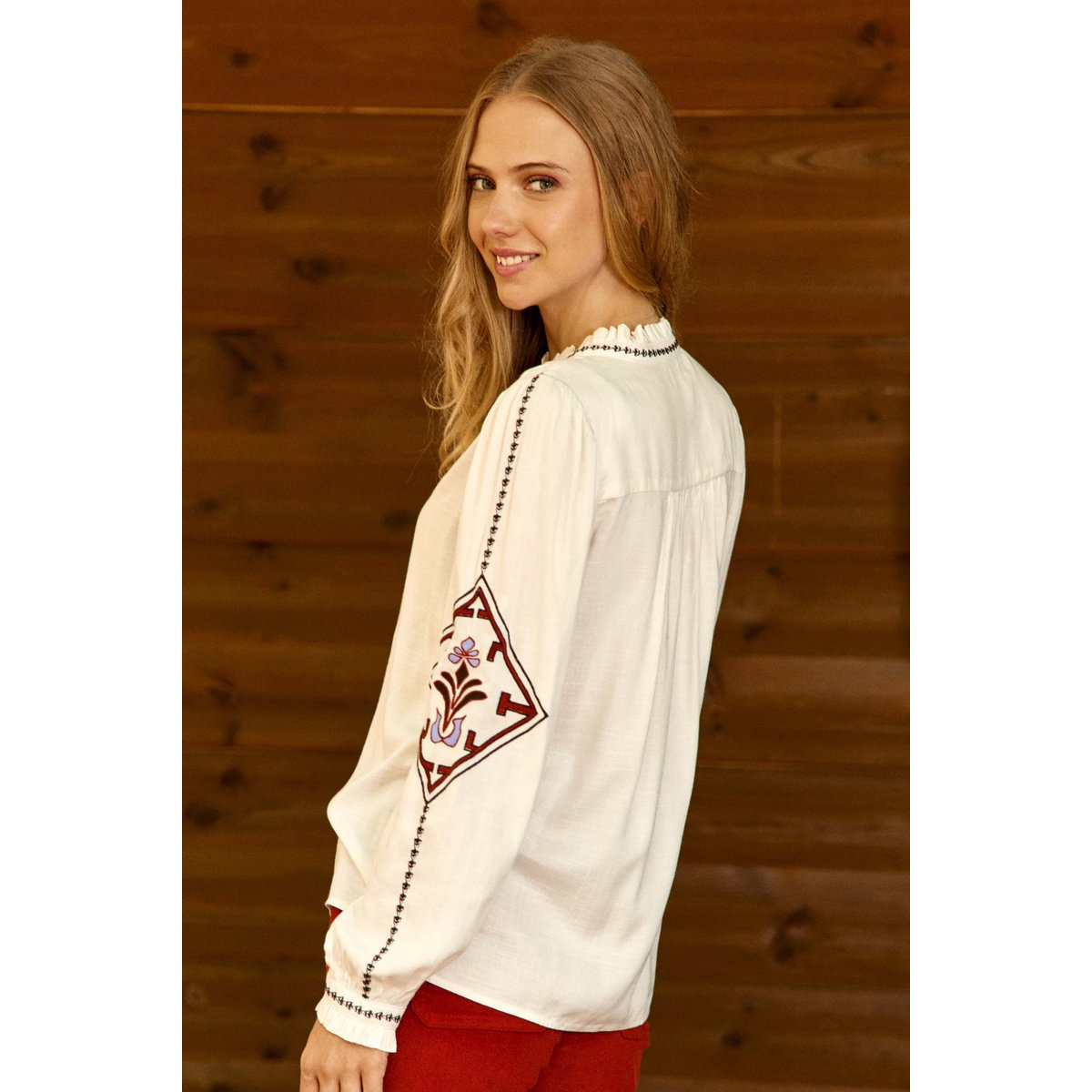 BLOUSE imprimé ethnique BINA 11-ecru, LA PETITE ETOILE