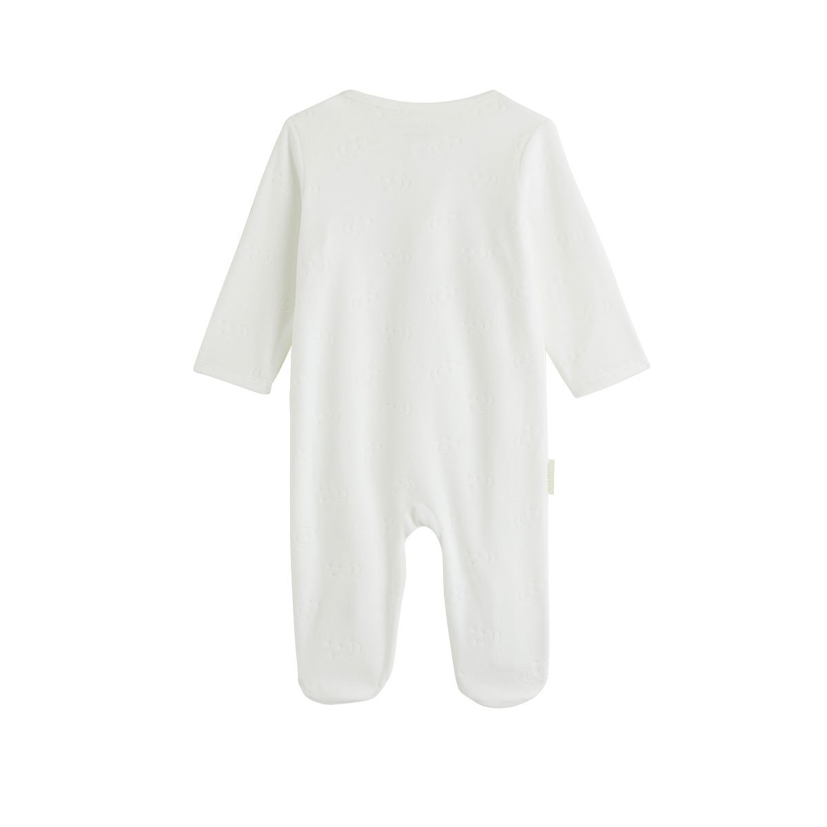Pyjama bébé en velours ouverture pont Eliah ecru, PETIT BEGUIN