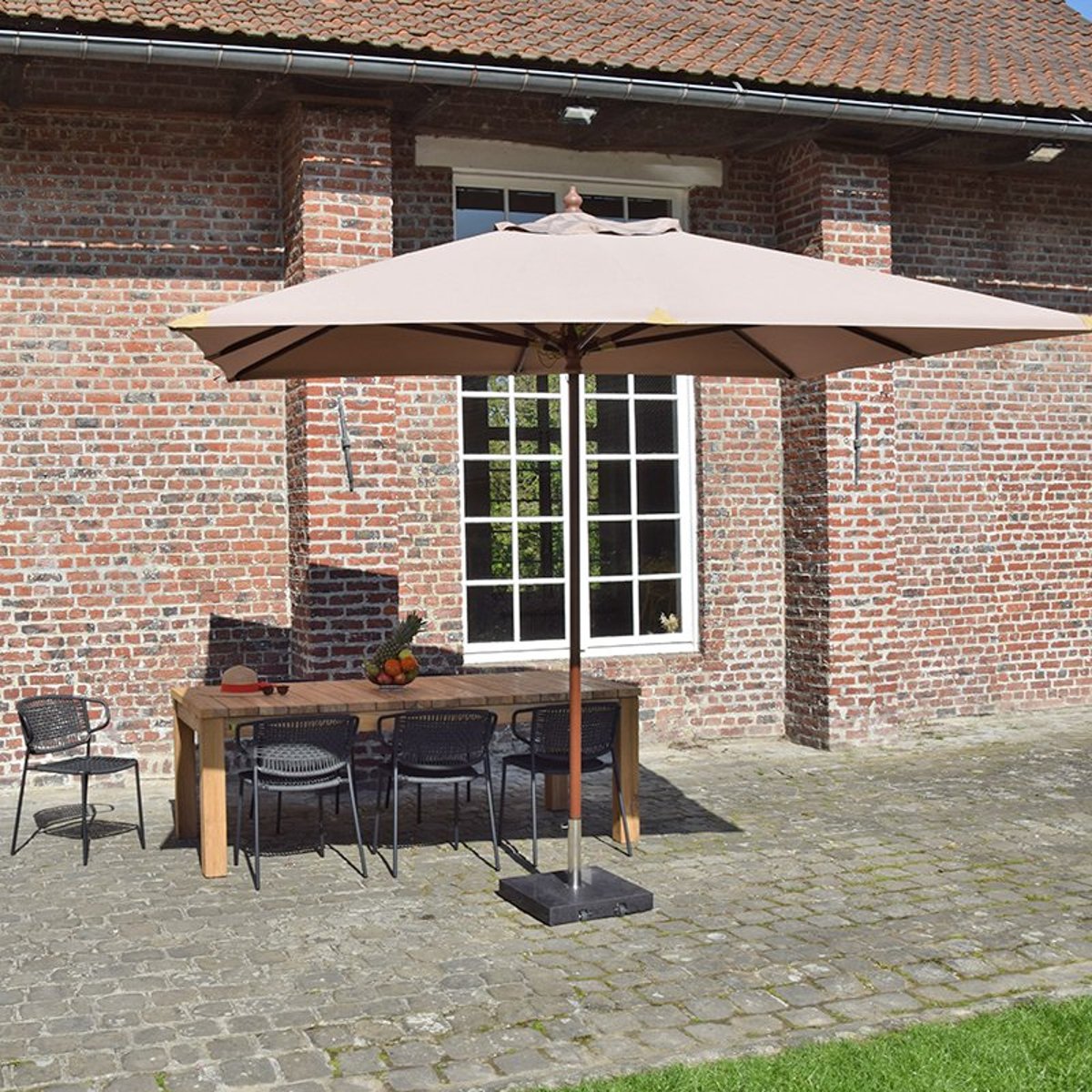 Parasol en bois 3x3m Pegasia taupe, GECKO JARDIN