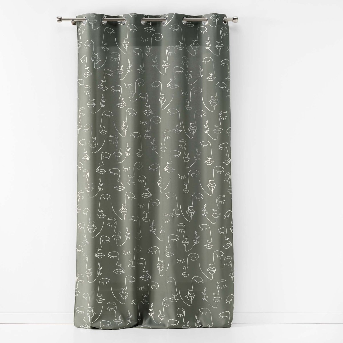 Rideau à impressions métallisées vert olive, DOUCEUR D'INTÉRIEUR