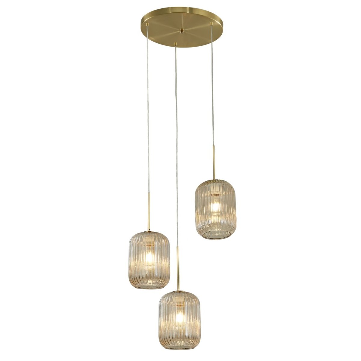 Suspension en verre texturé - ROSALIA ambré et doré, KOSILUM