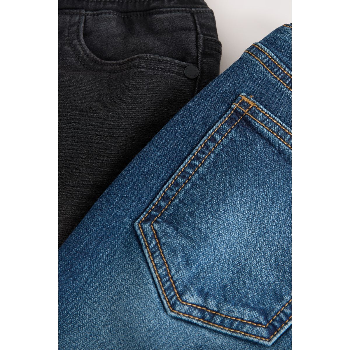 Jean stretch à taille élastique, lot de 2 noir/bleu marine, NEXT