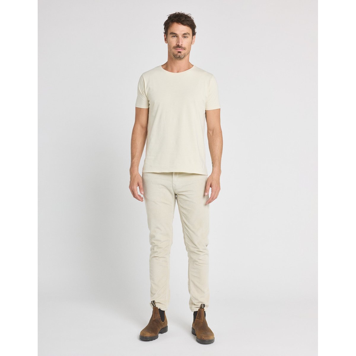 PANTALON REGULAR VELOURS BONEWHITE blanc casse, PULLIN
