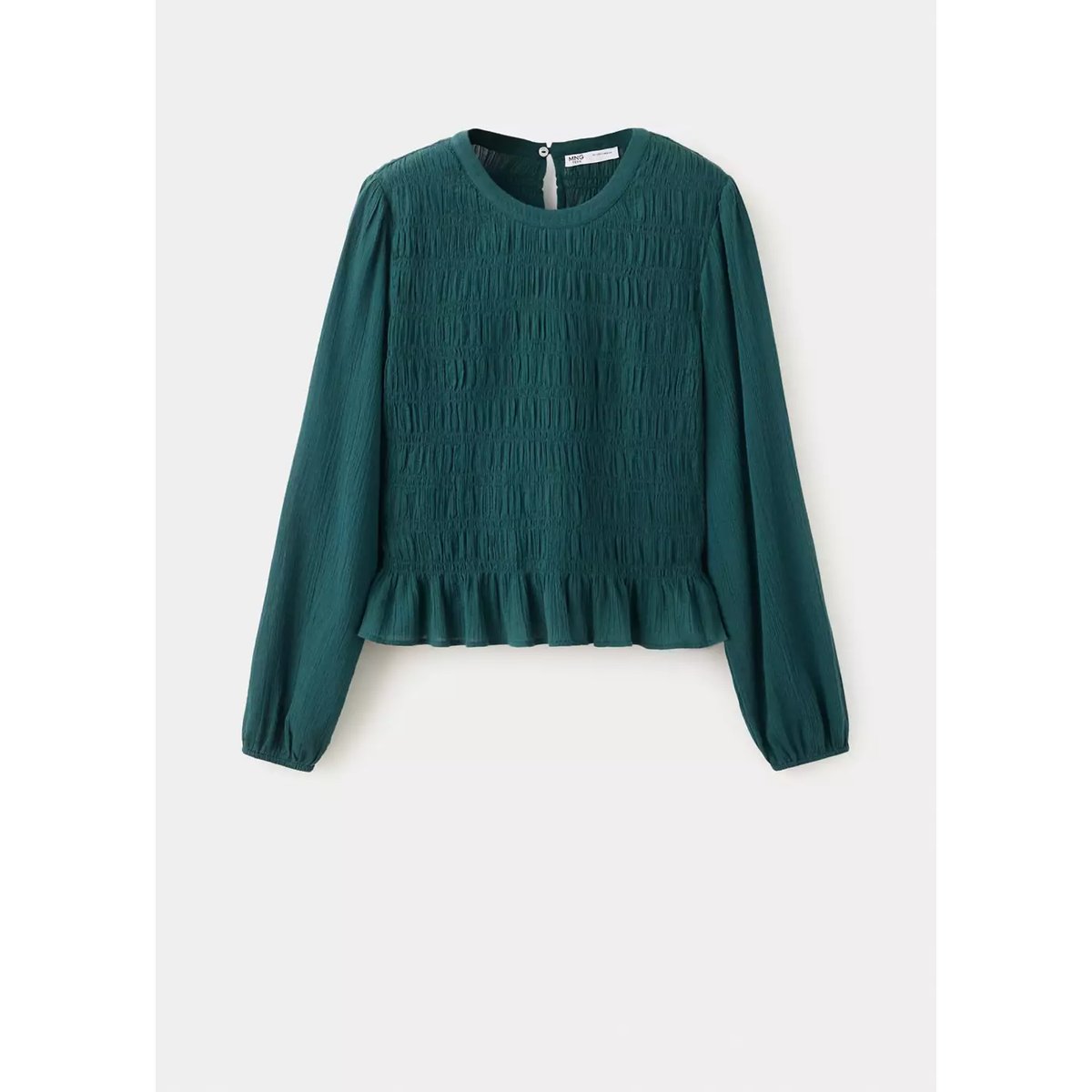 Blouse froncée à texture bleu pétrole, MANGO TEEN
